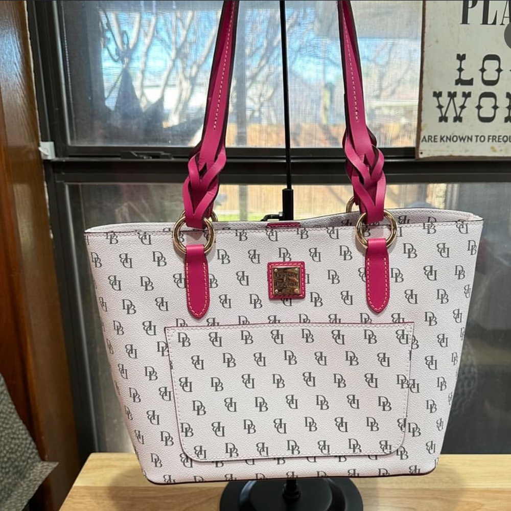 Dooney & Bourke Pink and White Logo Tote